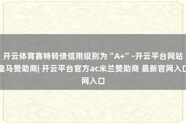 开云体育赛特转债信用级别为“A+”-开云平台网站皇马赞助商| 开云平台官方ac米兰赞助商 最新官网入口